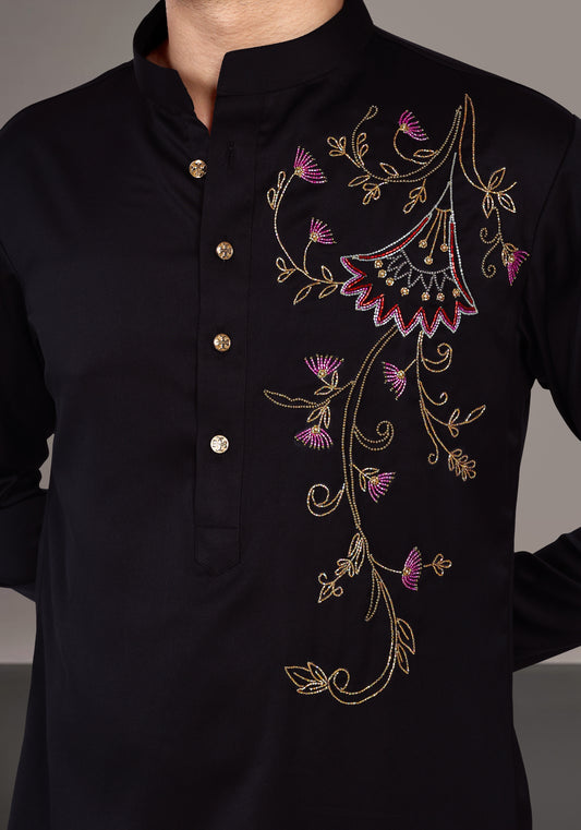Floral Pattern Hand Embroidered Kurta Set
