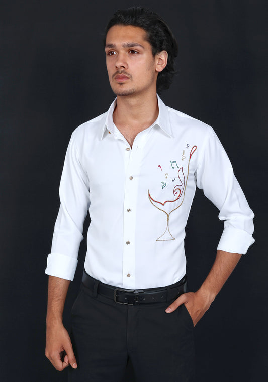 Dancing Wine Luxury Hand Embroidered Shirt