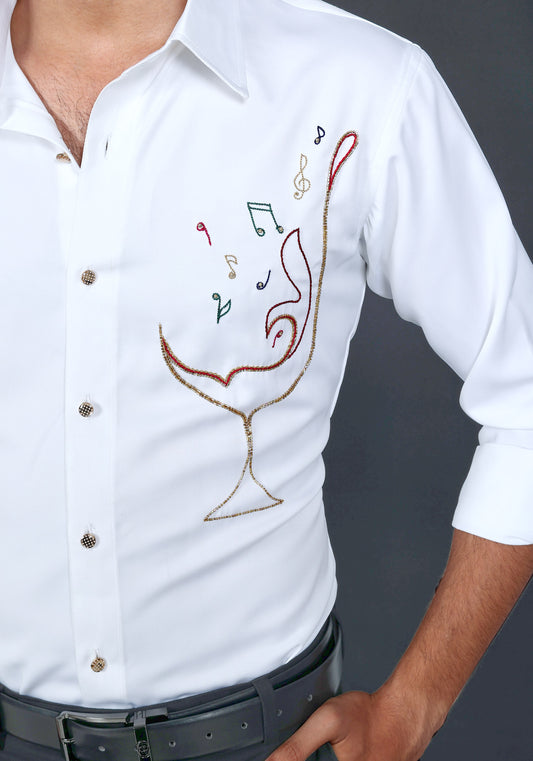 Dancing Wine Luxury Hand Embroidered Shirt