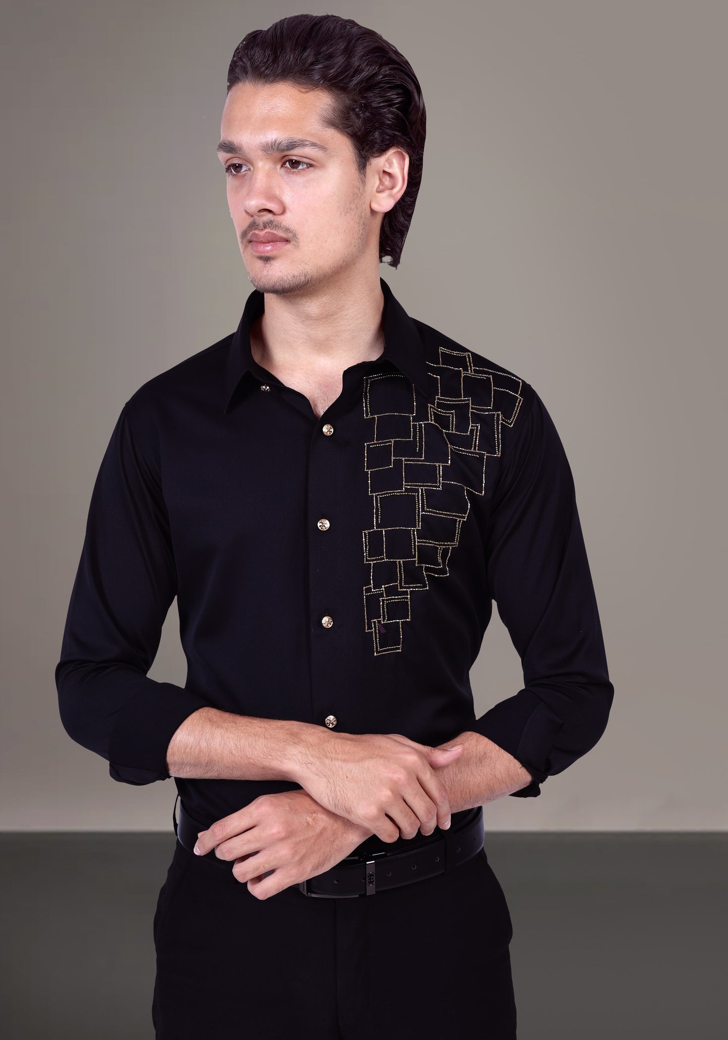 Rectangle Art Luxury Hand Embroidered Shirt