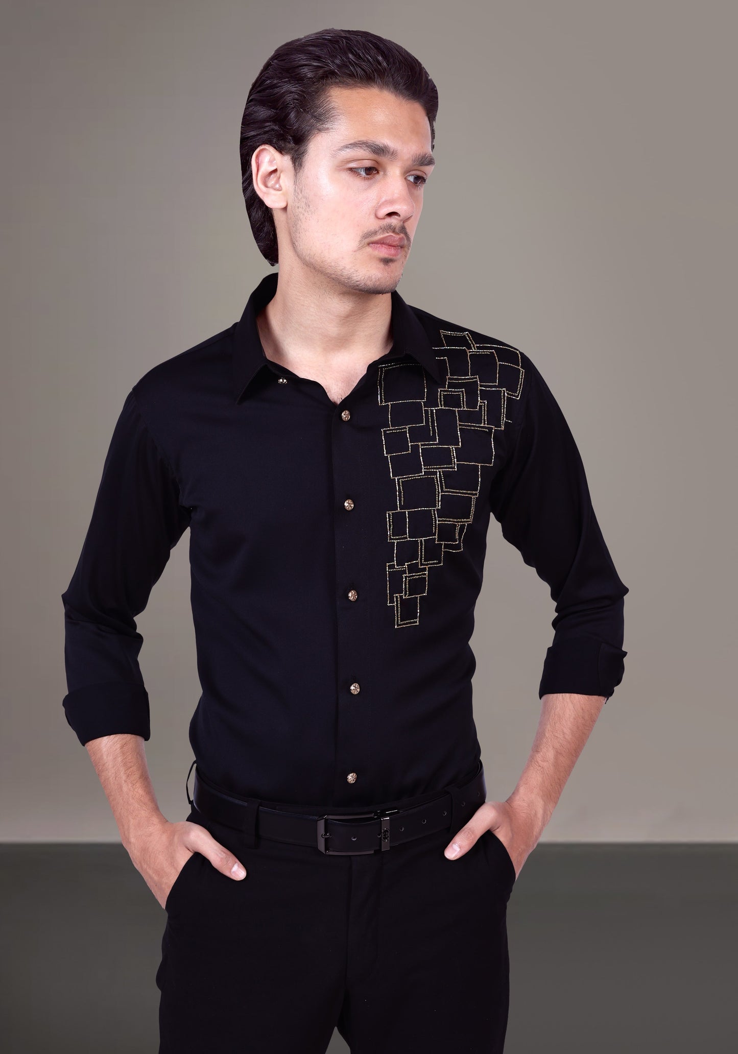 Rectangle Art Luxury Hand Embroidered Shirt