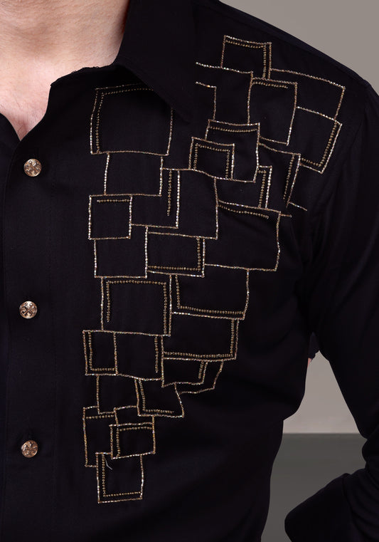 Rectangle Art Luxury Hand Embroidered Shirt