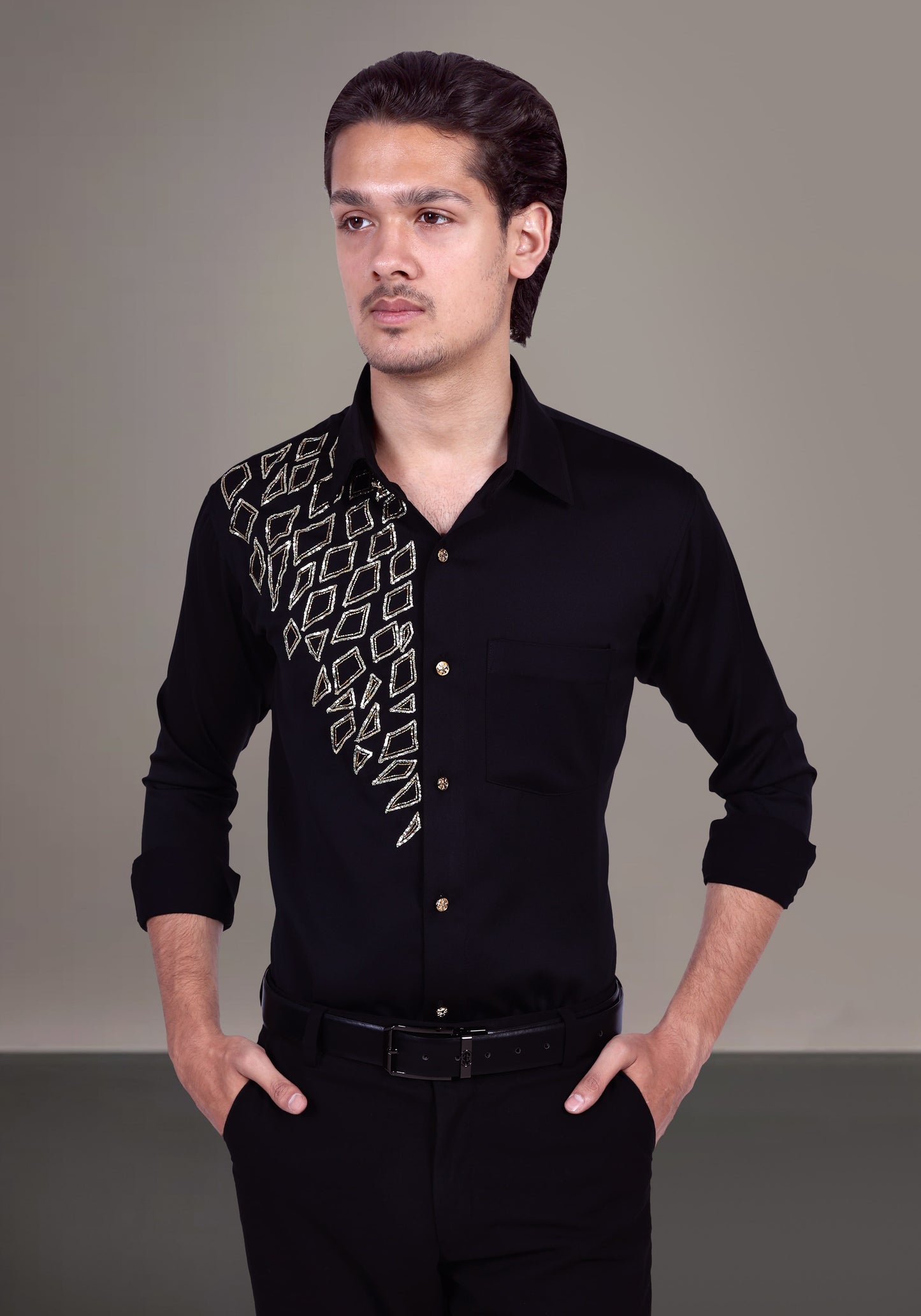 Rhombuses Art Luxury Hand Embroidered Shirt