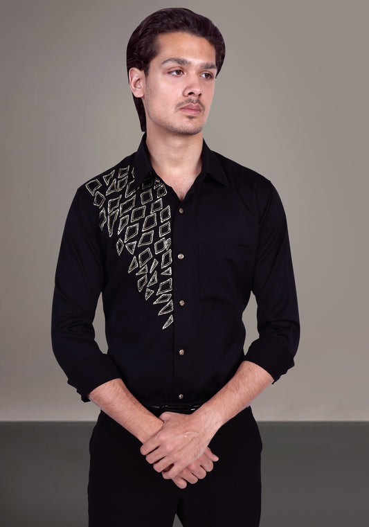 Rhombuses Art Luxury Hand Embroidered Shirt