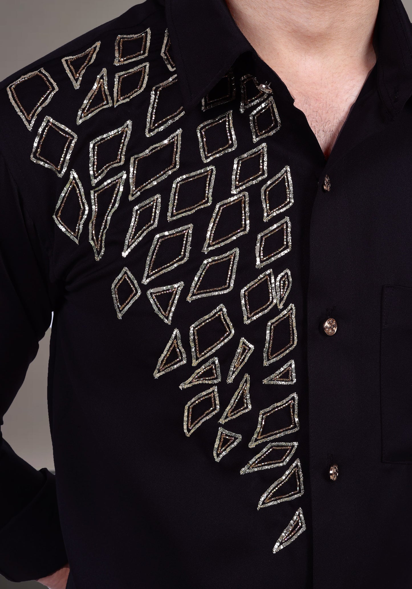 Rhombuses Art Luxury Hand Embroidered Shirt