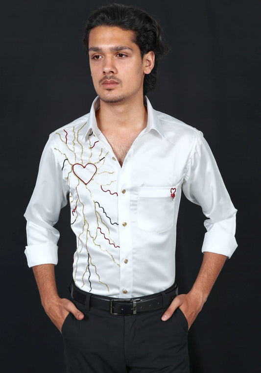 Pure Heart Luxury Hand Embroidered Shirt