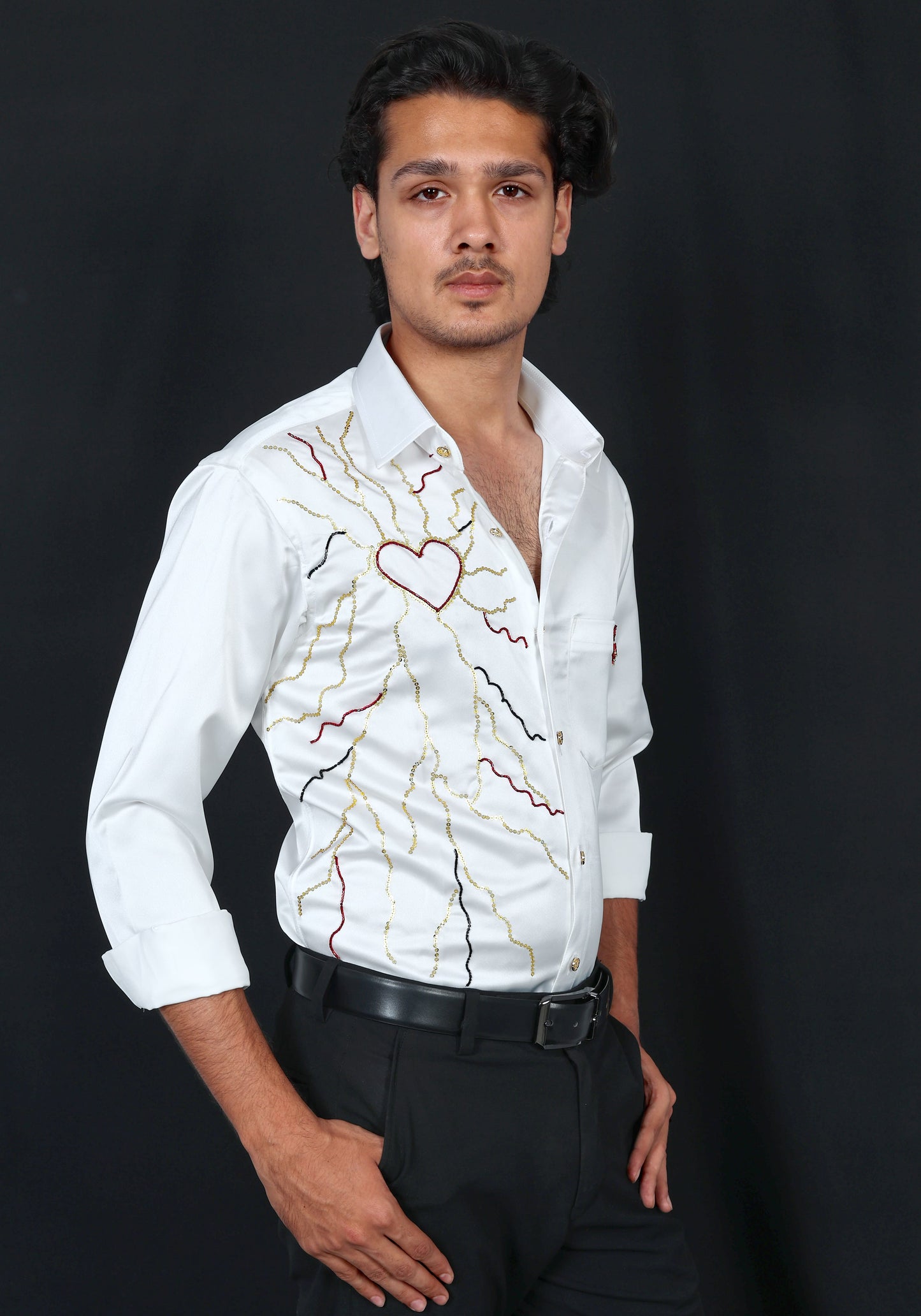 Pure Heart Luxury Hand Embroidered Shirt