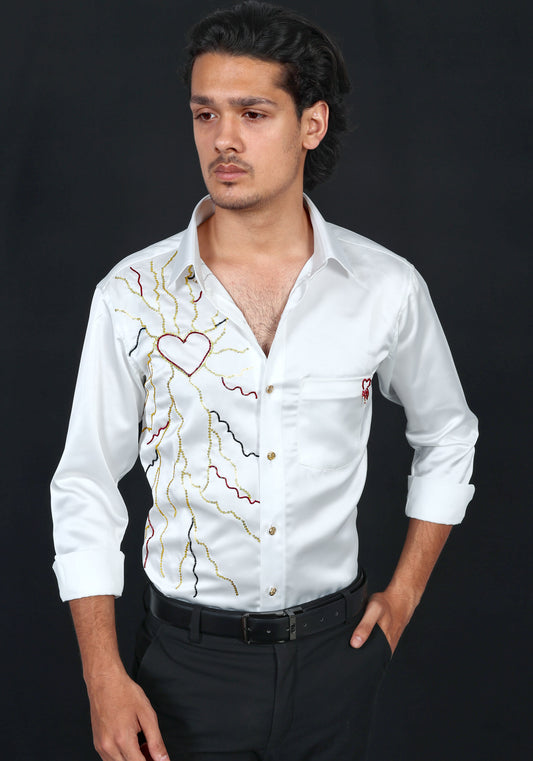 Pure Heart Luxury Hand Embroidered Shirt