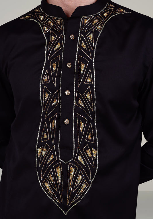 Abstract Triangles Hand Embroidered Kurta Set
