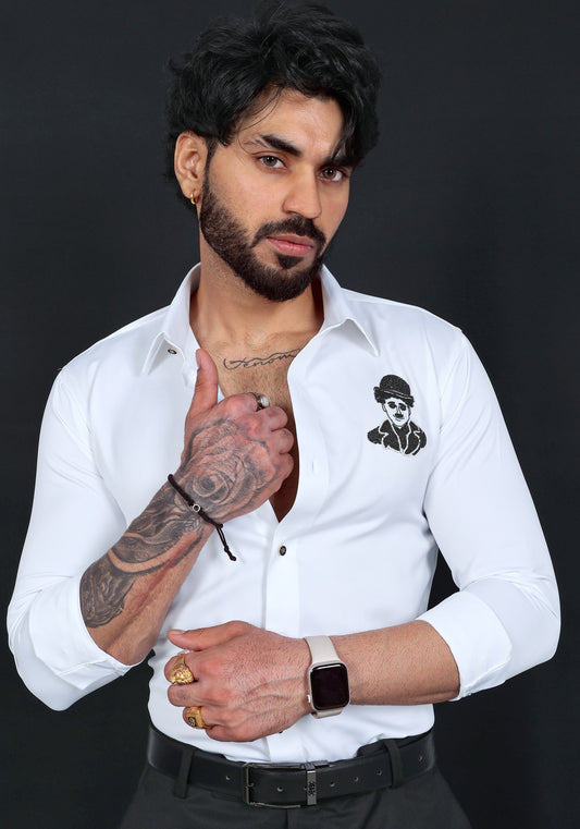 Charlie Chaplin Luxury Hand Embroidered Shirt