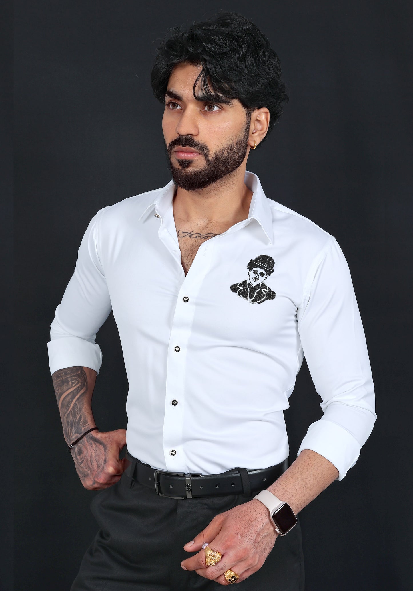 Charlie Chaplin Luxury Hand Embroidered Shirt