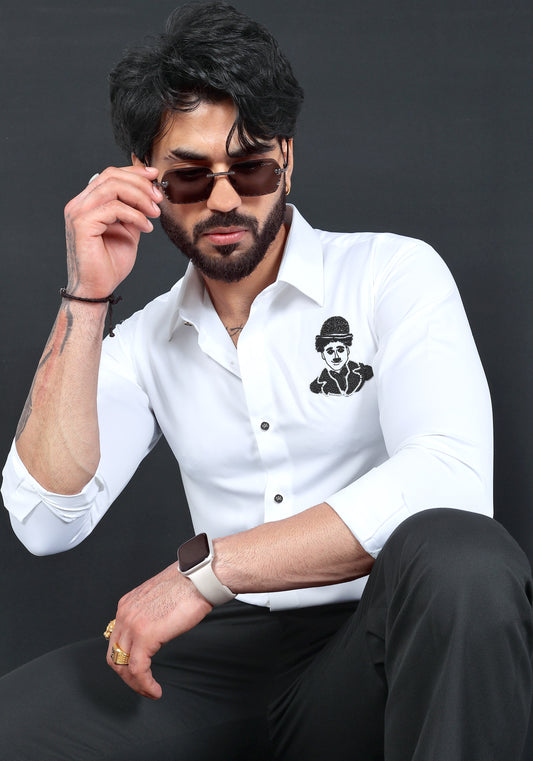 Charlie Chaplin Luxury Hand Embroidered Shirt