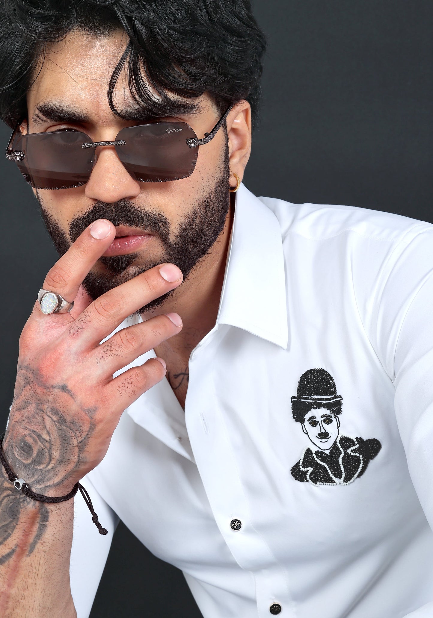 Charlie Chaplin Luxury Hand Embroidered Shirt