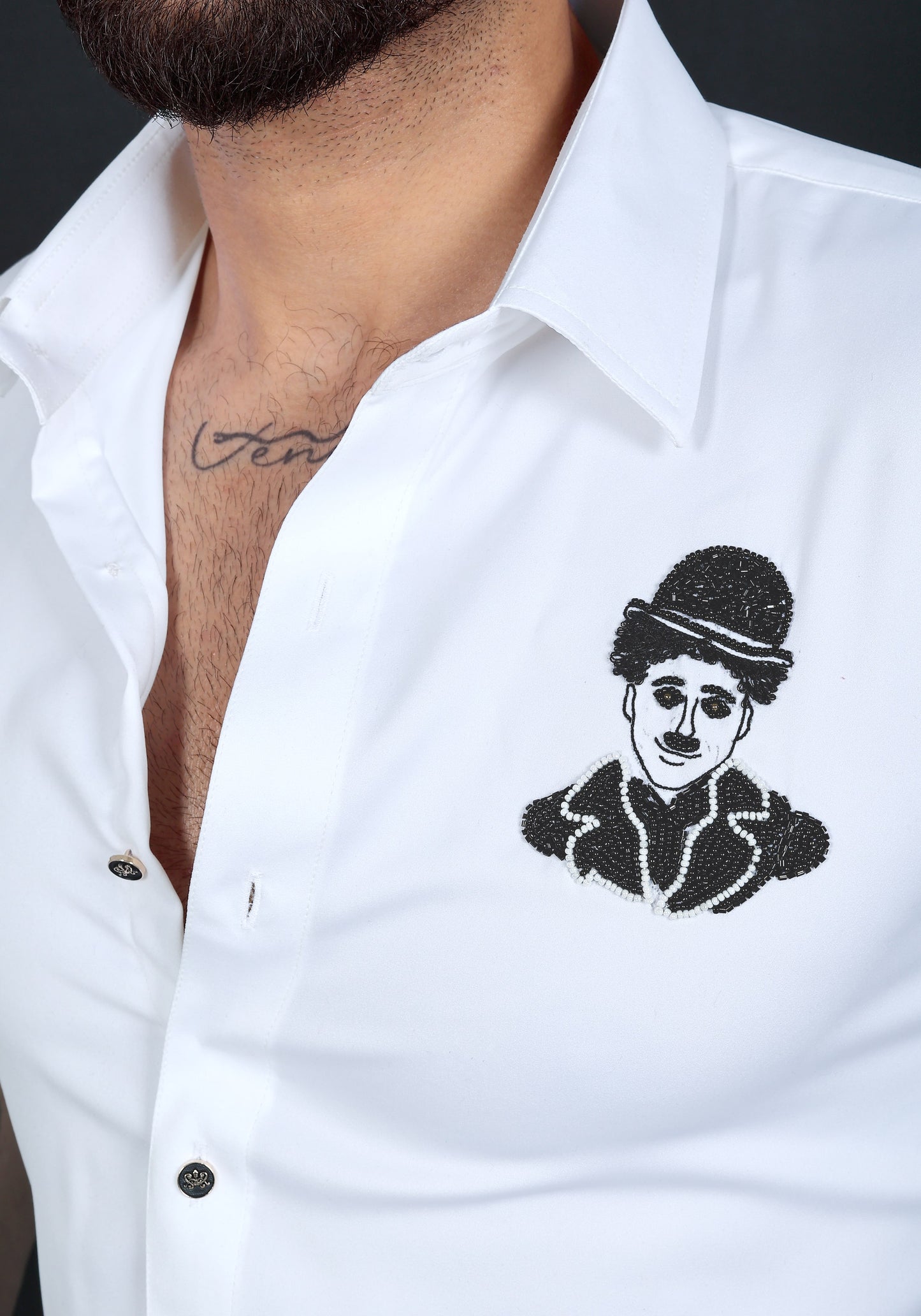Charlie Chaplin Luxury Hand Embroidered Shirt