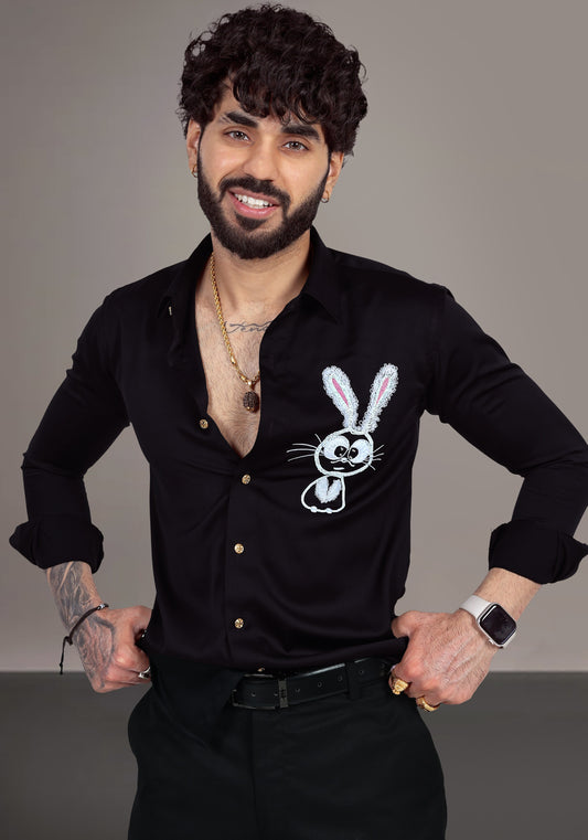 Cute Bunny Luxury Hand Embroidered Shirt