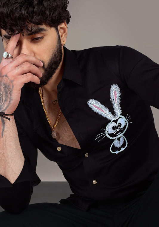 Cute Bunny Luxury Hand Embroidered Shirt