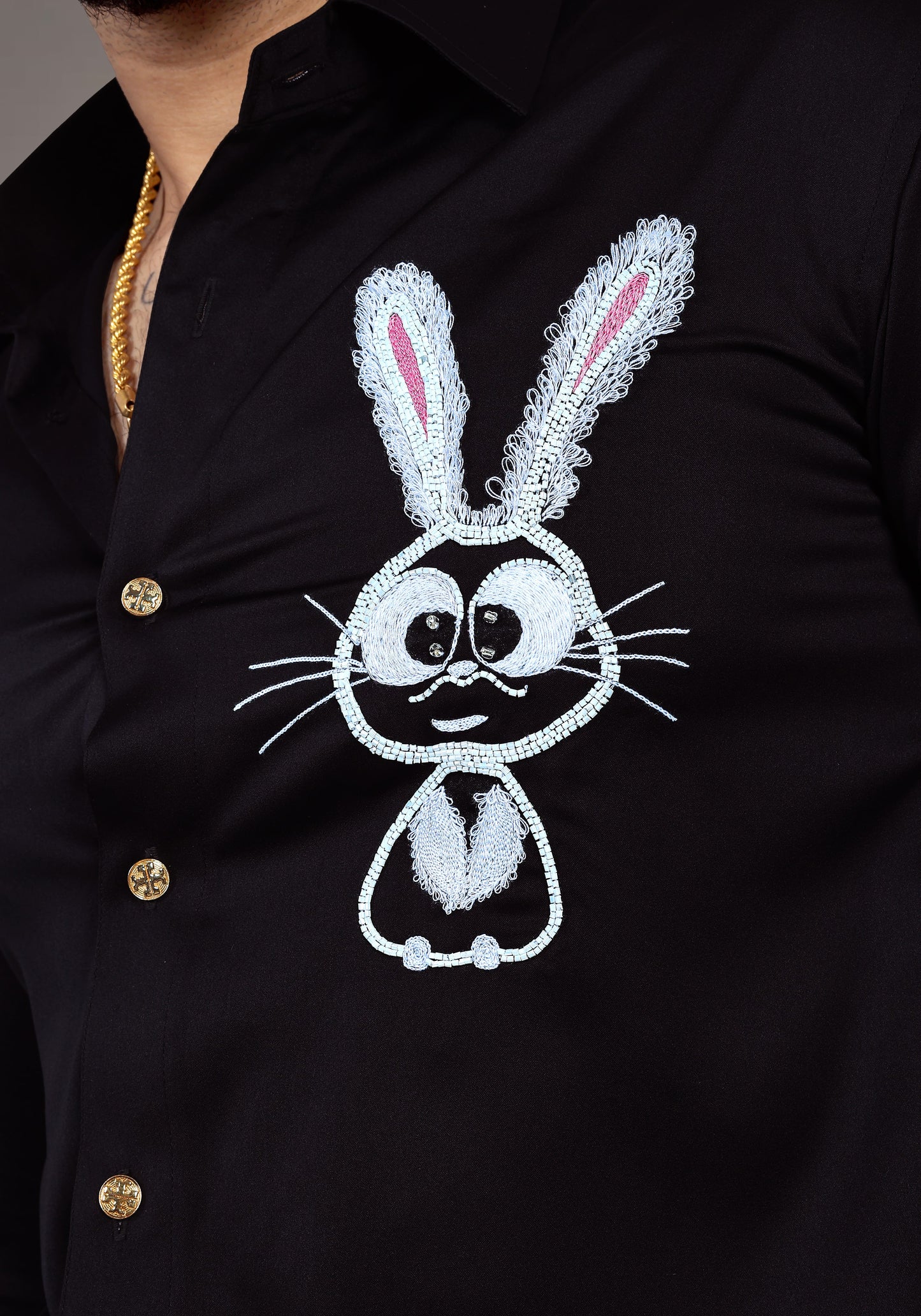 Cute Bunny Luxury Hand Embroidered Shirt