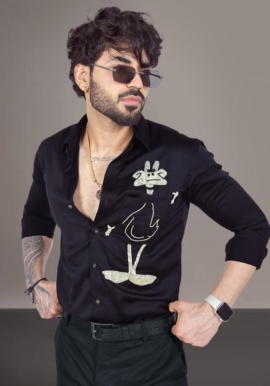 Daffy Duck Luxury Hand Embroidered Shirt