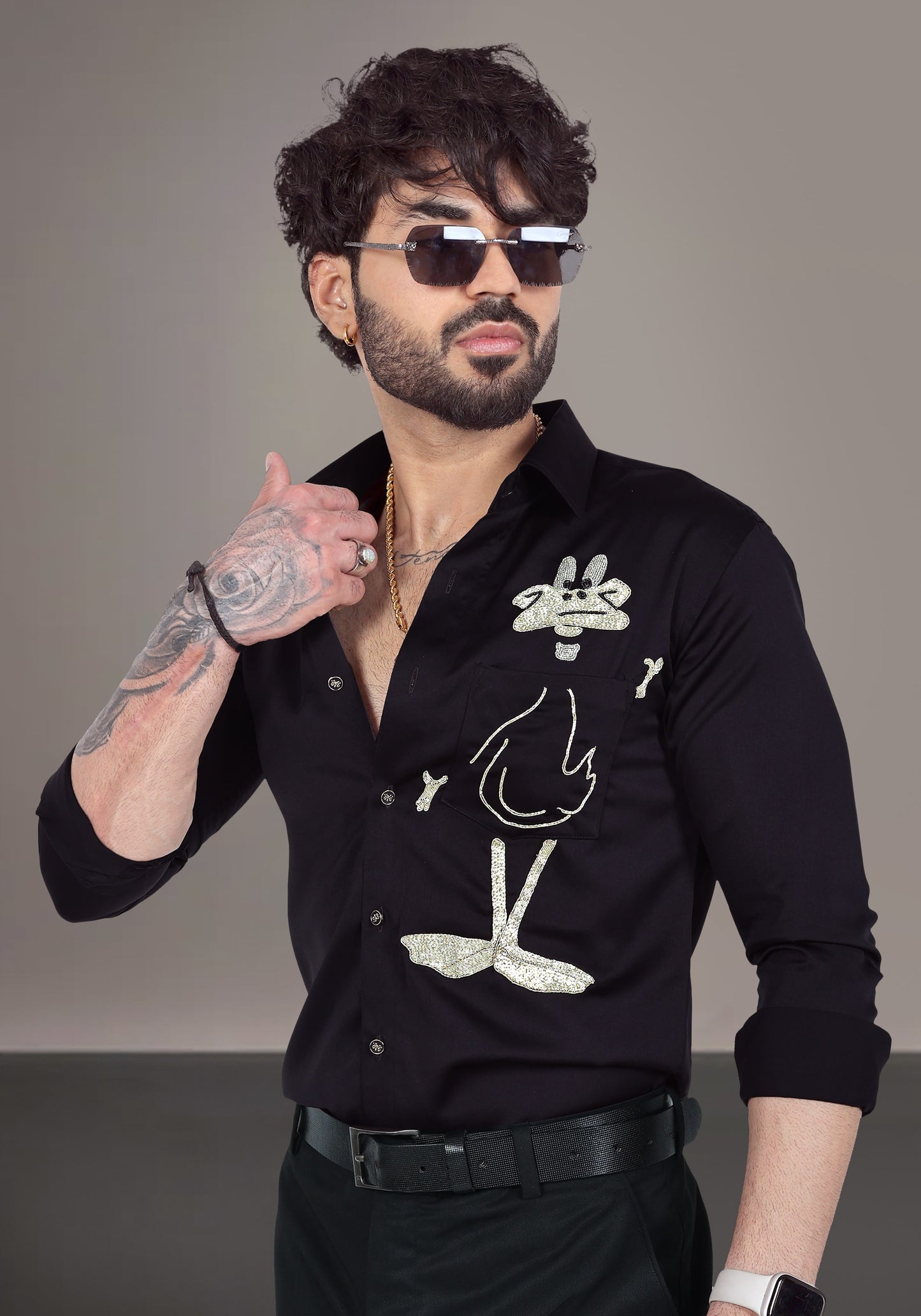 Daffy Duck Luxury Hand Embroidered Shirt