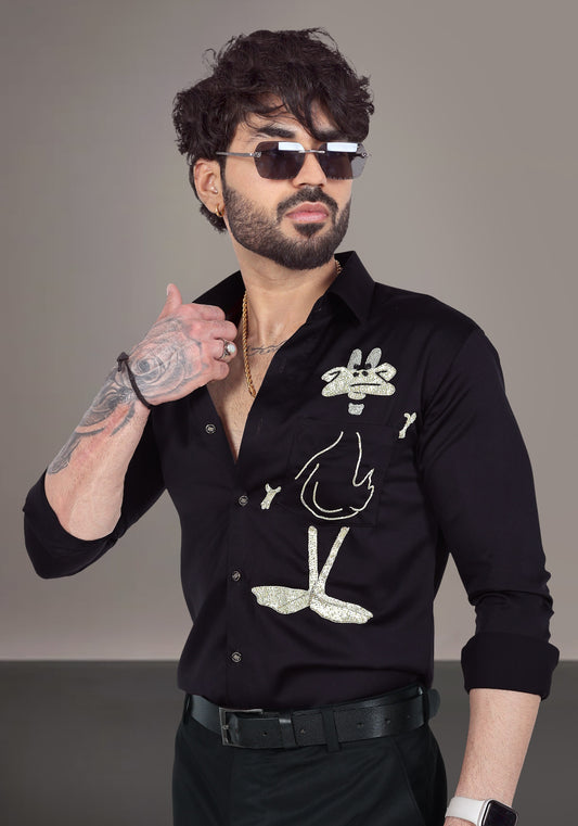 Daffy Duck Luxury Hand Embroidered Shirt