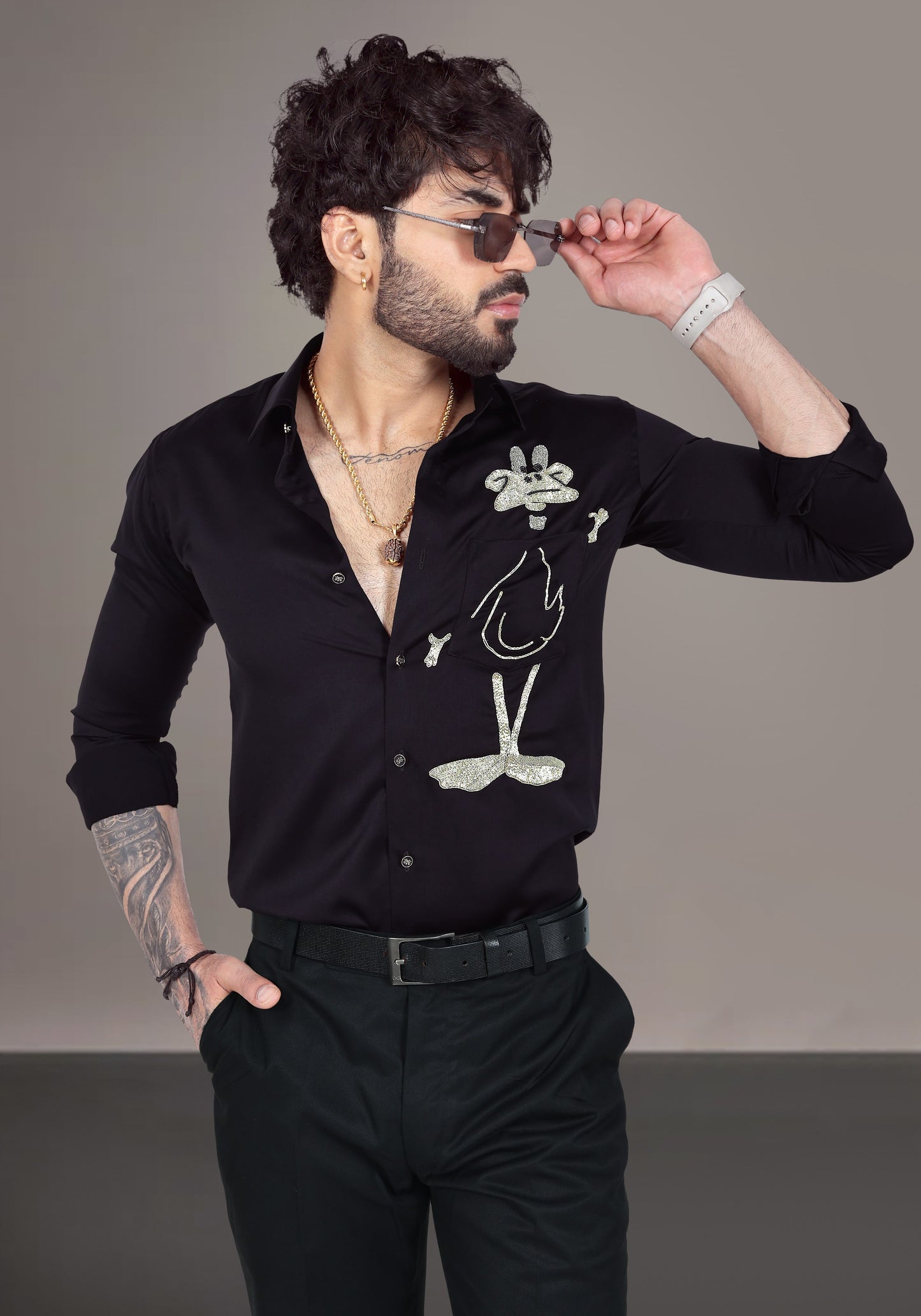 Daffy Duck Luxury Hand Embroidered Shirt