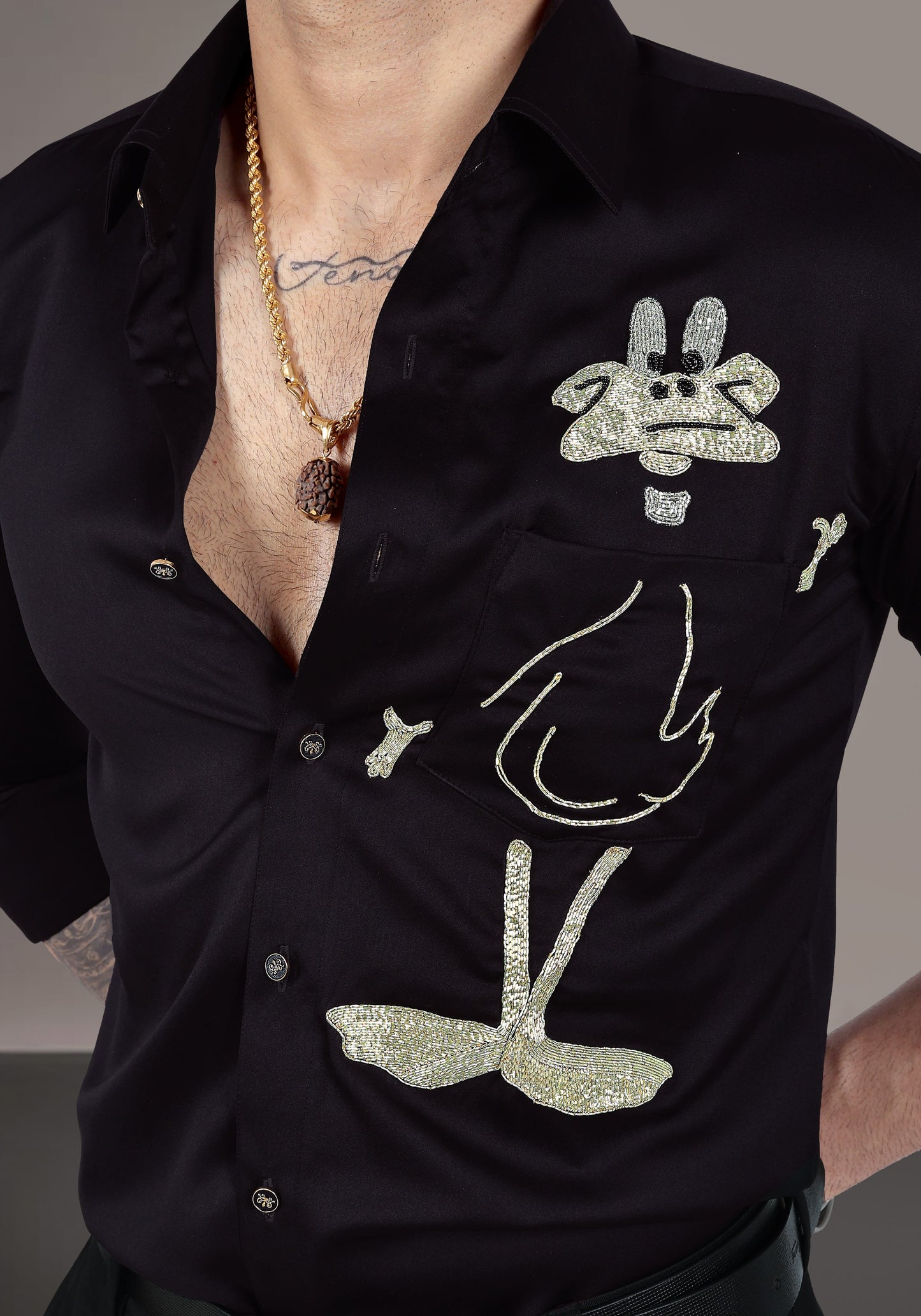 Daffy Duck Luxury Hand Embroidered Shirt