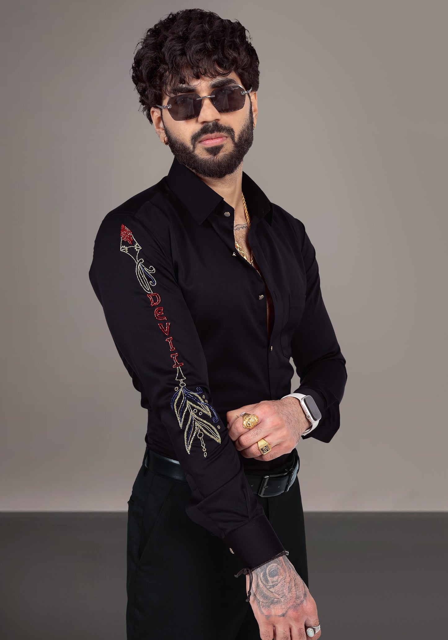 Devil Art Luxury Hand Embroidered Shirt