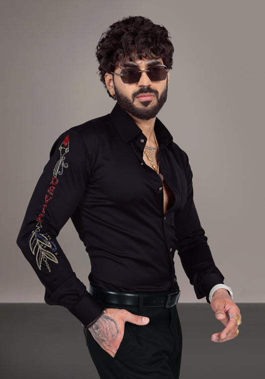 Devil Art Luxury Hand Embroidered Shirt