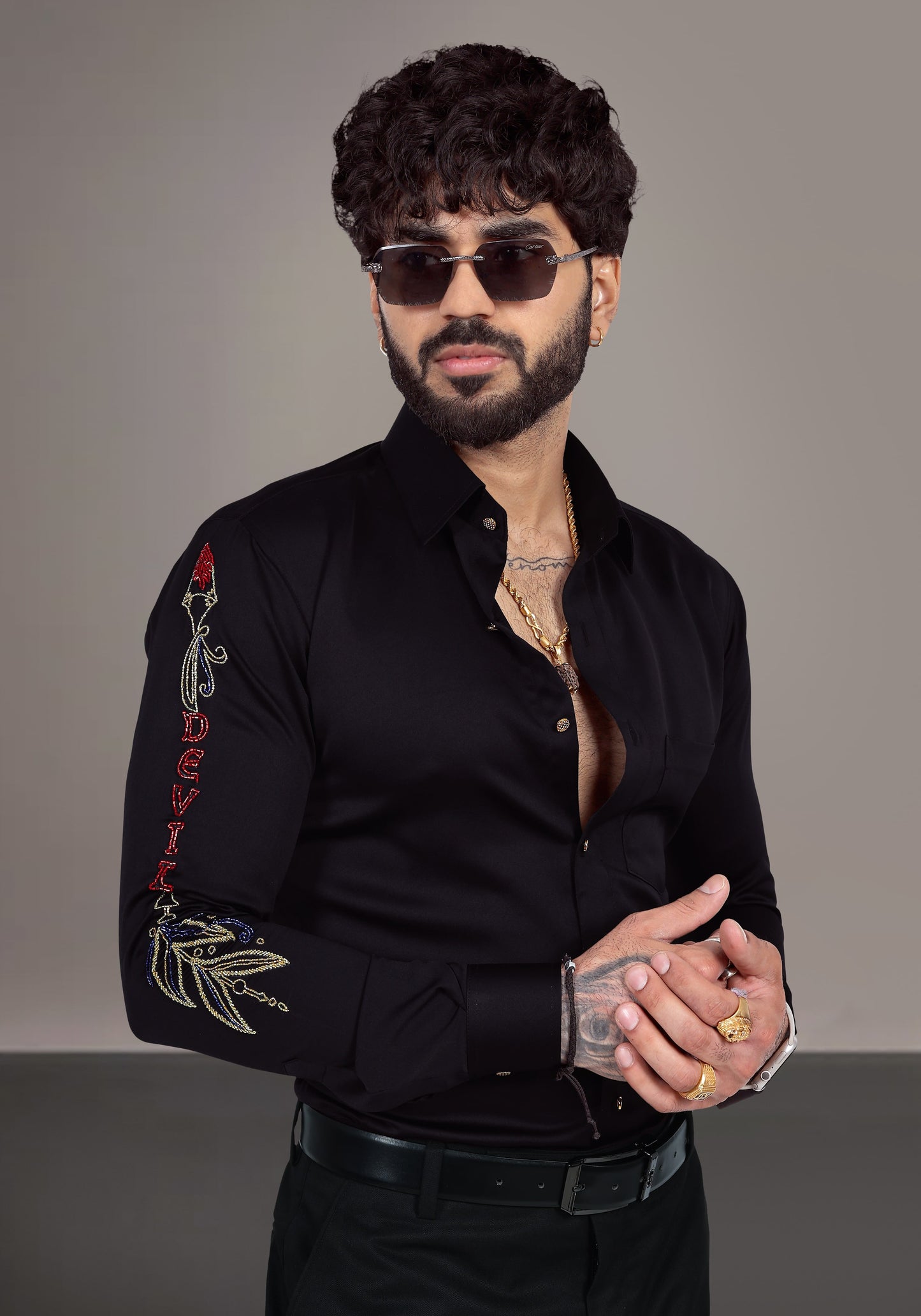 Devil Art Luxury Hand Embroidered Shirt