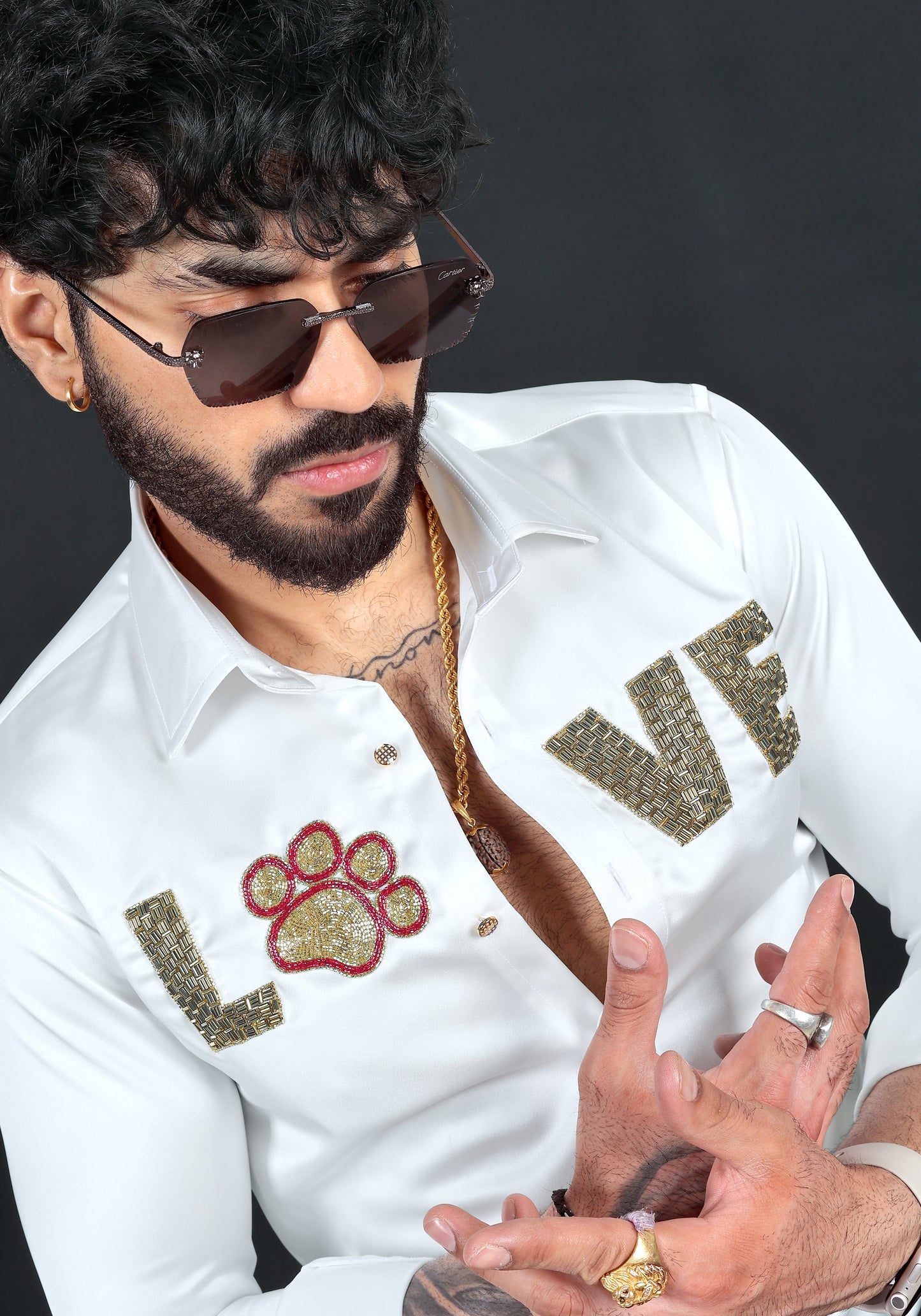 Paws Love Luxury Hand Embroidered Shirt