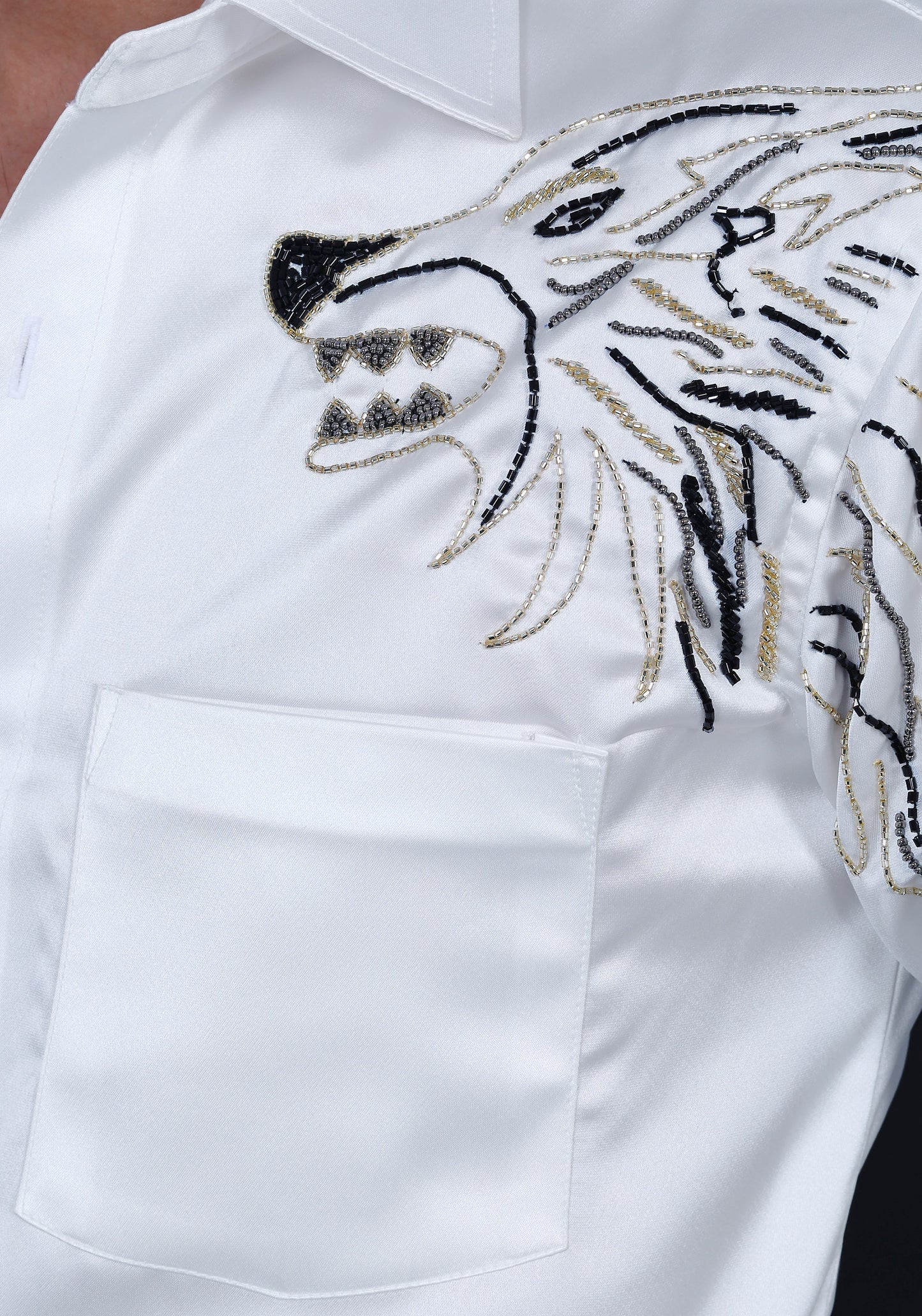 Wolf Sleeve Luxury Hand Embroidered Shirt