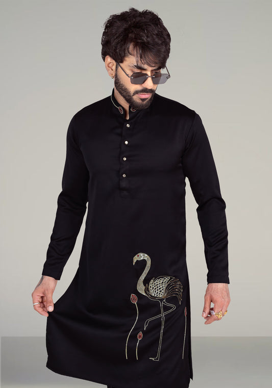 Flamingo Hand Embroidered Kurta Set