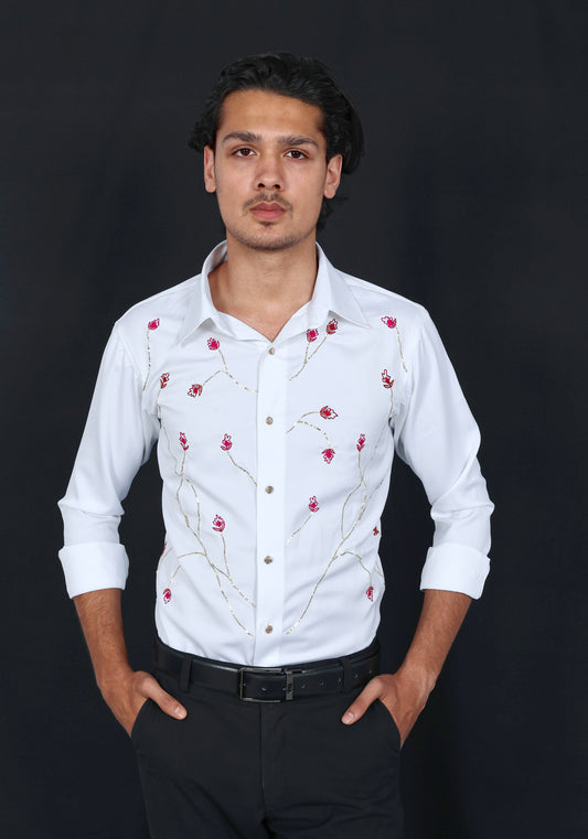 Floral Luxury Hand Embroidered Shirt
