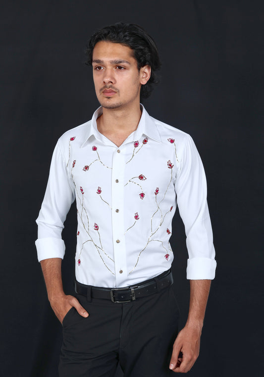 Floral Luxury Hand Embroidered Shirt