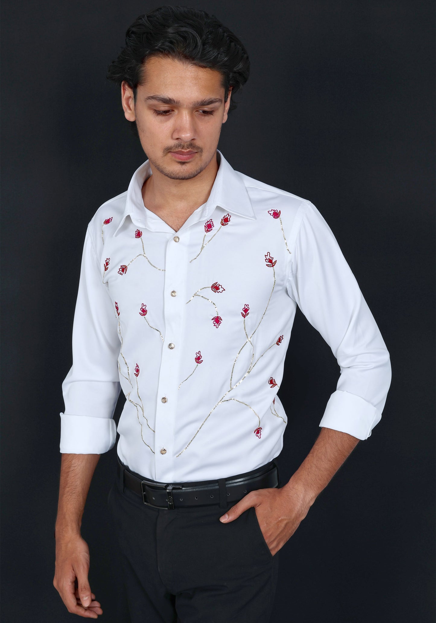 Floral Luxury Hand Embroidered Shirt
