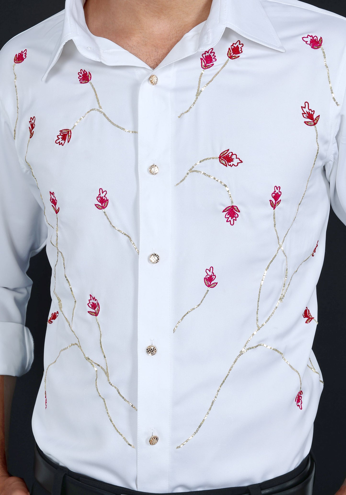 Floral Luxury Hand Embroidered Shirt