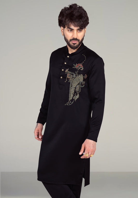 Floral Pocket Hand Embroidered Kurta Set