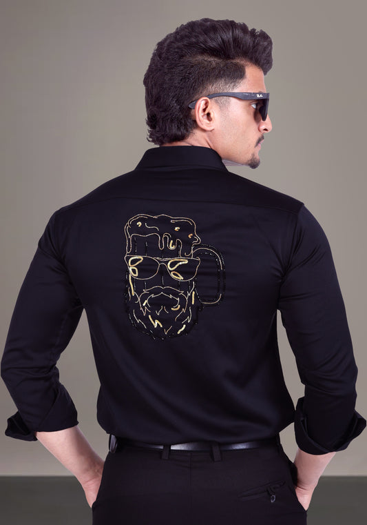 Foamy Beer Luxury Hand Embroidered Shirt