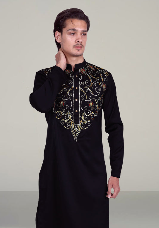 Fuchsia Hand Embroidered Kurta Set