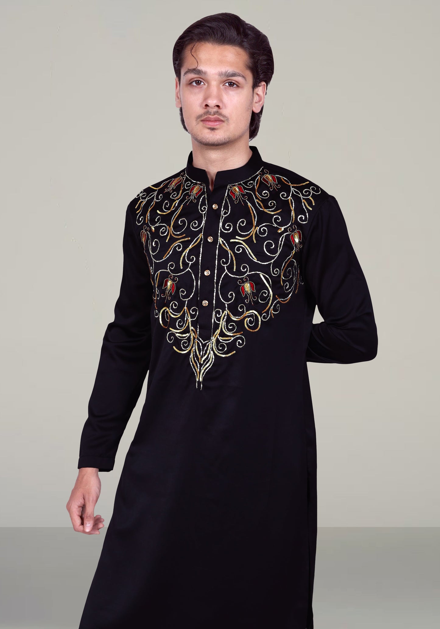 Fuchsia Hand Embroidered Kurta Set