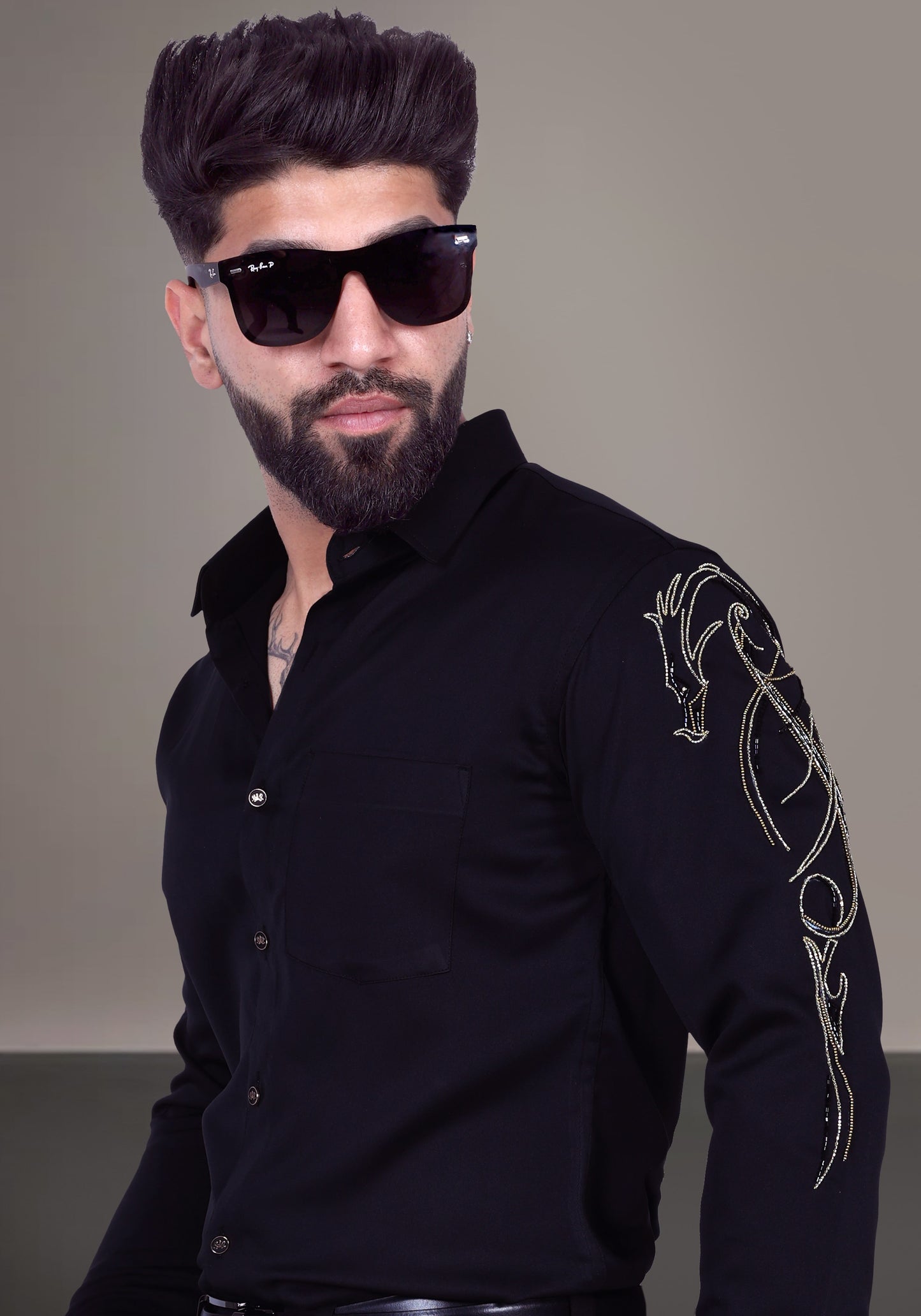 Dragon Sleeve Luxury Hand Embroidered Shirt