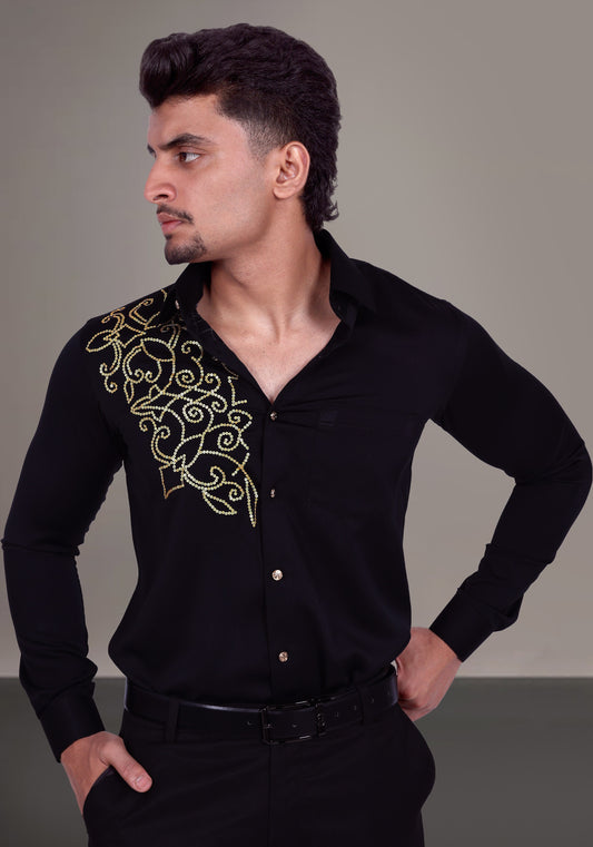 Abstract Geometrical Pattern Luxury Hand Embroidered Shirt
