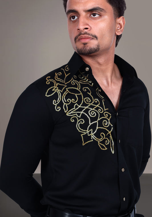 Abstract Geometrical Pattern Luxury Hand Embroidered Shirt