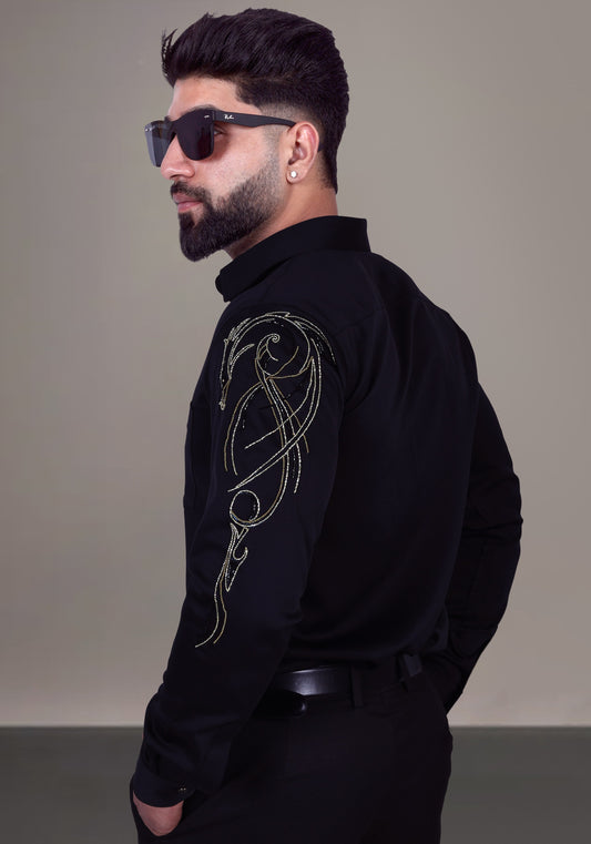 Dragon Sleeve Luxury Hand Embroidered Shirt