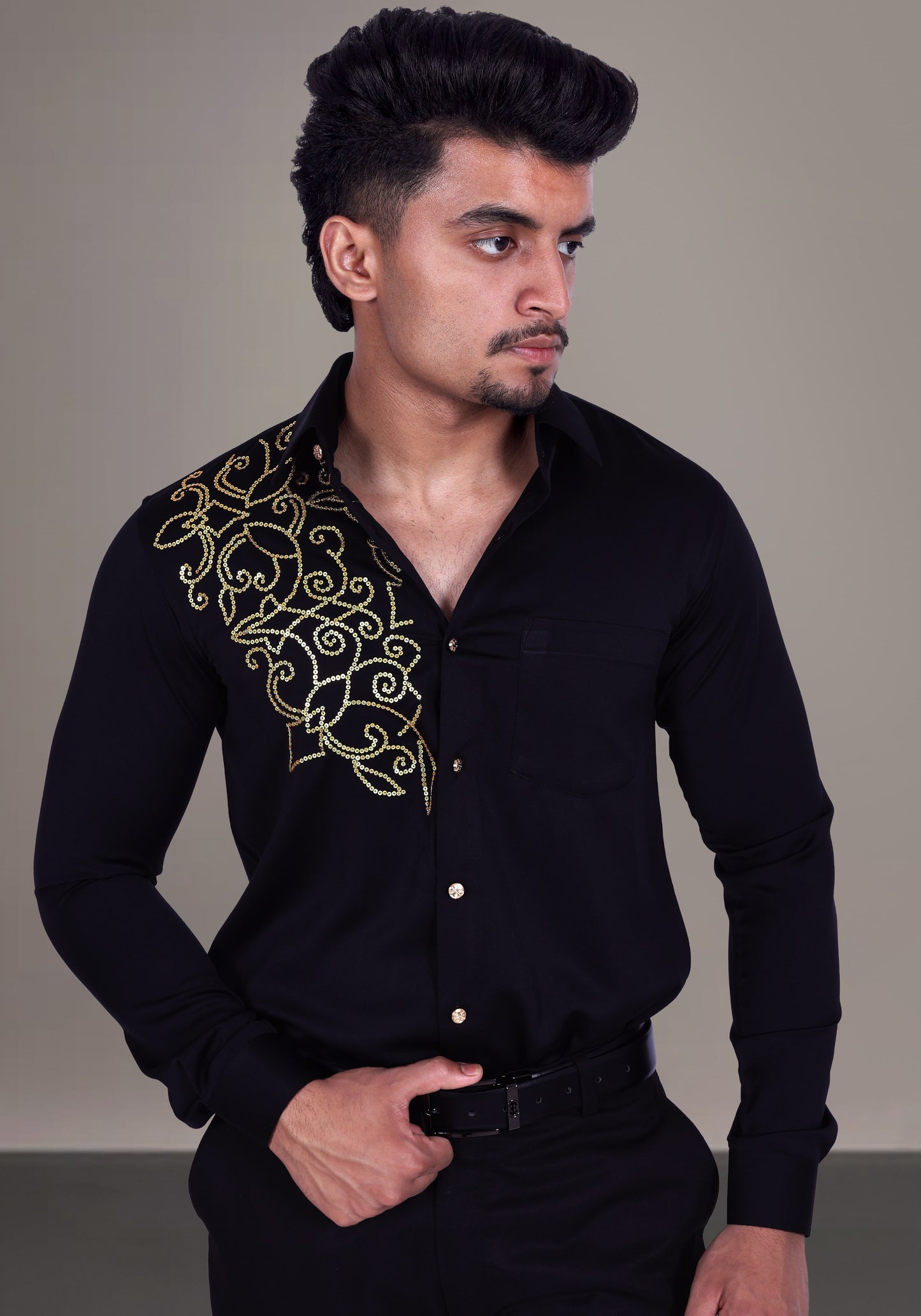 Abstract Geometrical Pattern Luxury Hand Embroidered Shirt