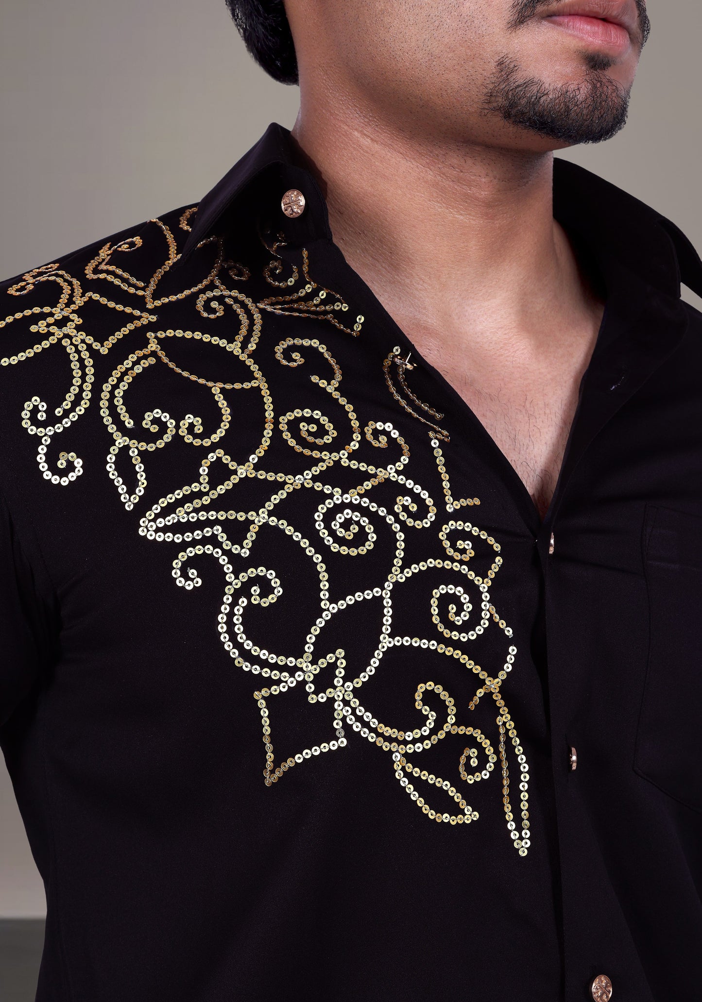 Abstract Geometrical Pattern Luxury Hand Embroidered Shirt