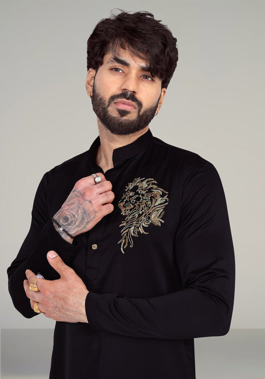 Golden Beast Hand Embroidered Kurta Set