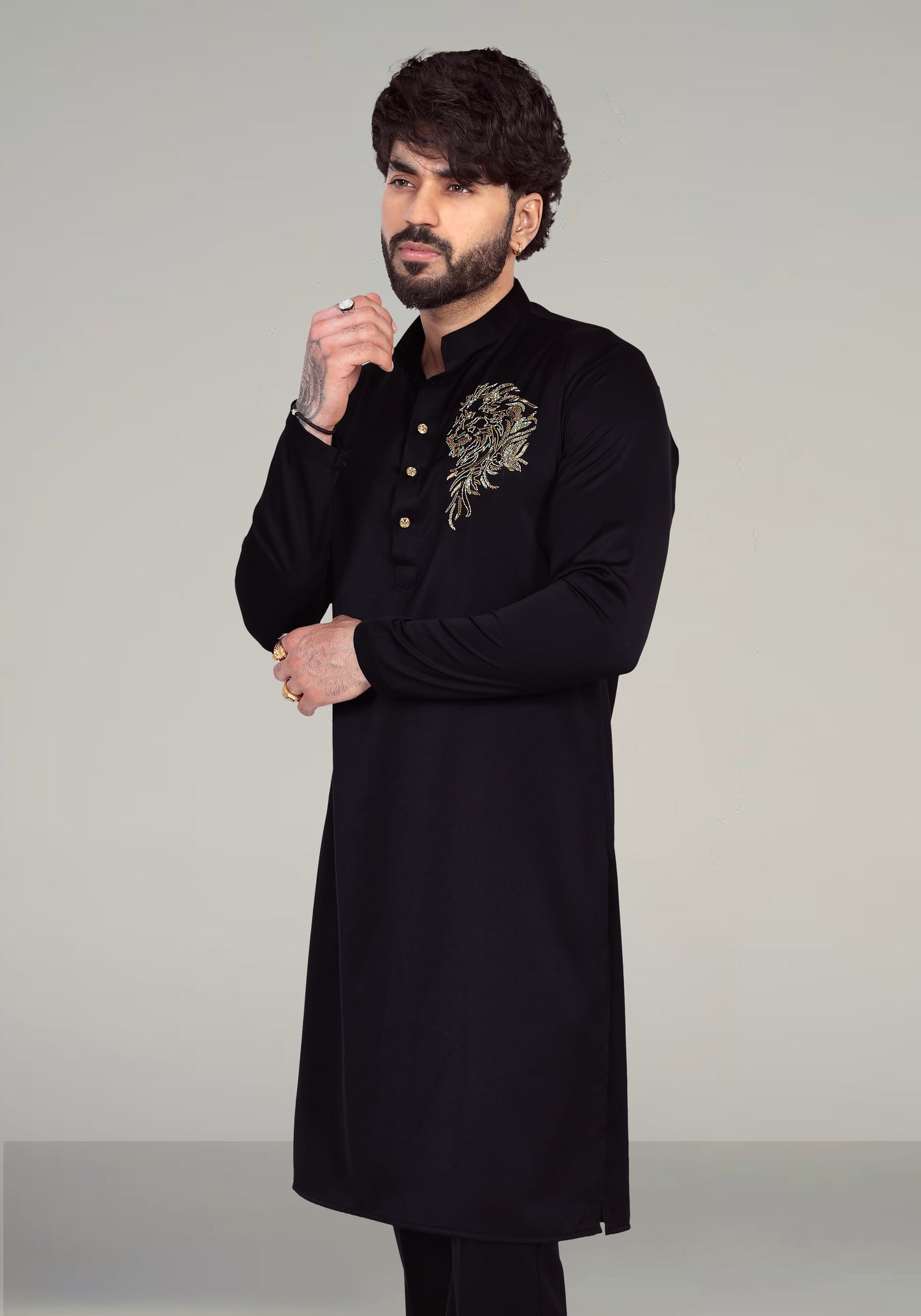 Golden Beast Hand Embroidered Kurta Set