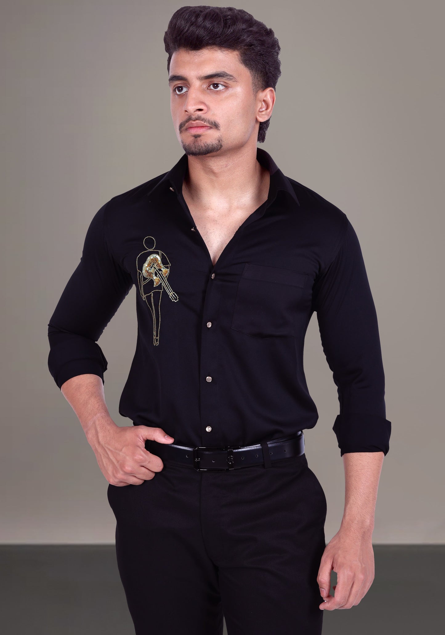 Guitar Love Luxury Hand Embroidered Shirt
