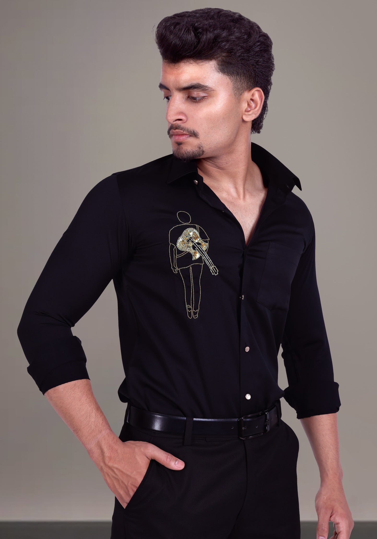 Guitar Love Luxury Hand Embroidered Shirt